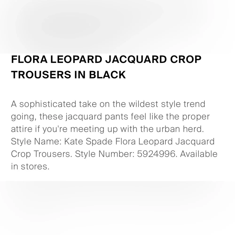 Kate Spade Flora Elegant Pants cropped leopard jacquard size 10 office business